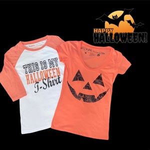 2 Junior Halloween T-shirt jersey tops LOL vintage S L jackolantern costume
